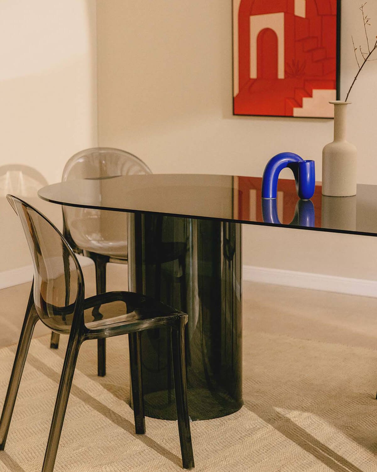 Oval Tempered Glass Dining Table (200x90 cm) Kolu , gallery image 3