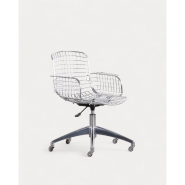 Vintage High Back Desk Chair Aras Trend Chrome - The Masie