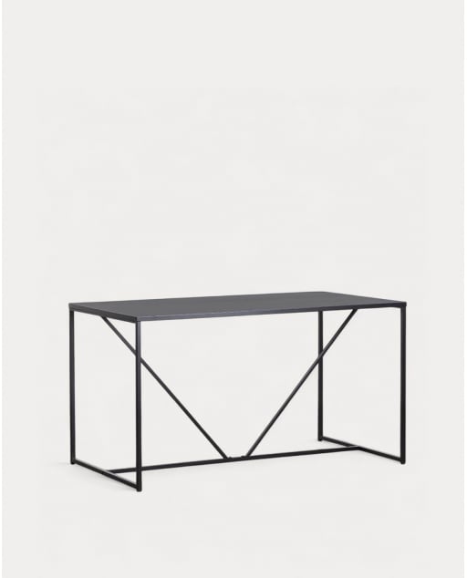 Ibiza Steel Laminate Dining Table (140x80 cm) - Black Obsidian