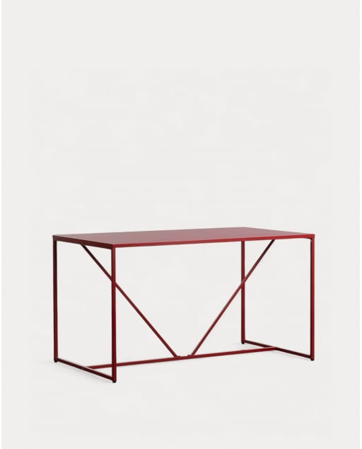 Ibiza Steel Laminate Dining Table (78x140 cm) - Red Tinto