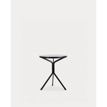 Round Metal Outdoor Table (Ø60 cm) Enlo Black Obsidian - The Masie