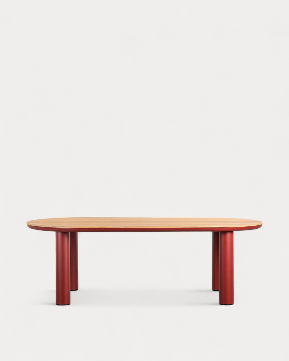 Oval Outdoor Table in Aluminum and Teak Wood (240x120 cm) Cheryl, gallery image 5