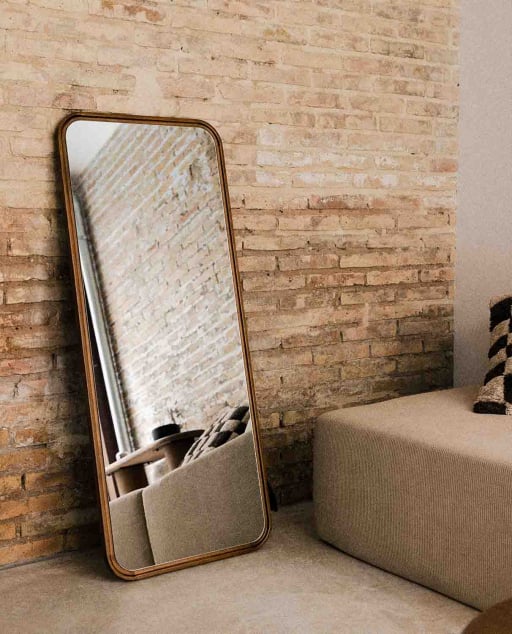 Rectangular Pine Wood Wall Mirror (122x51 cm) Eimar