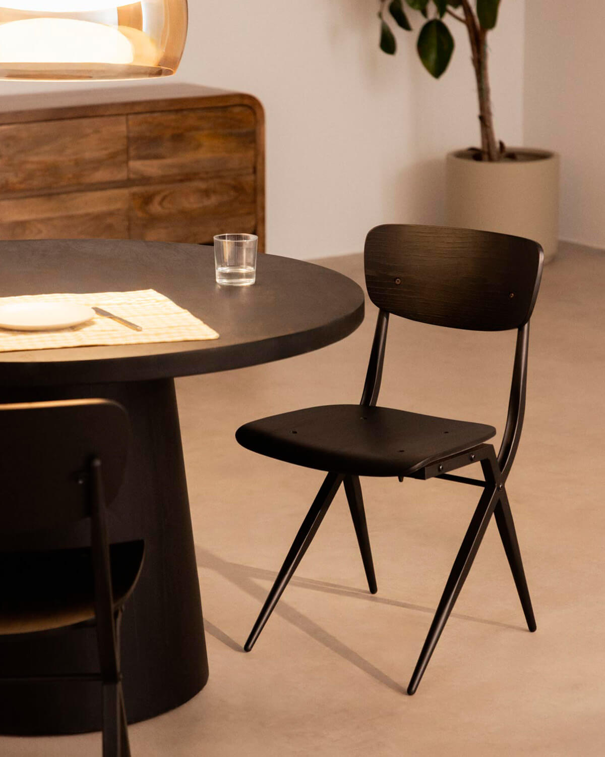 Pack 2 Ticher Wood and Metal Dining Chairs, gallery image 2