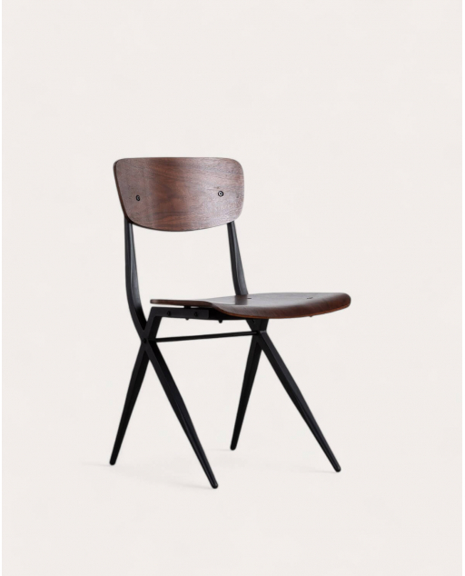 Pack of 4 wooden and metal dining chairs Ticher