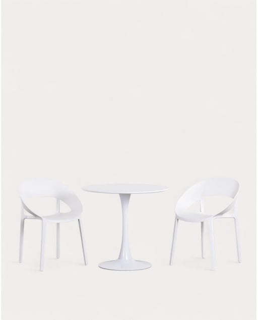 Set Round Wooden Dining Table (Ø80 cm) Chess and 2 Polypropylene Chairs Lara