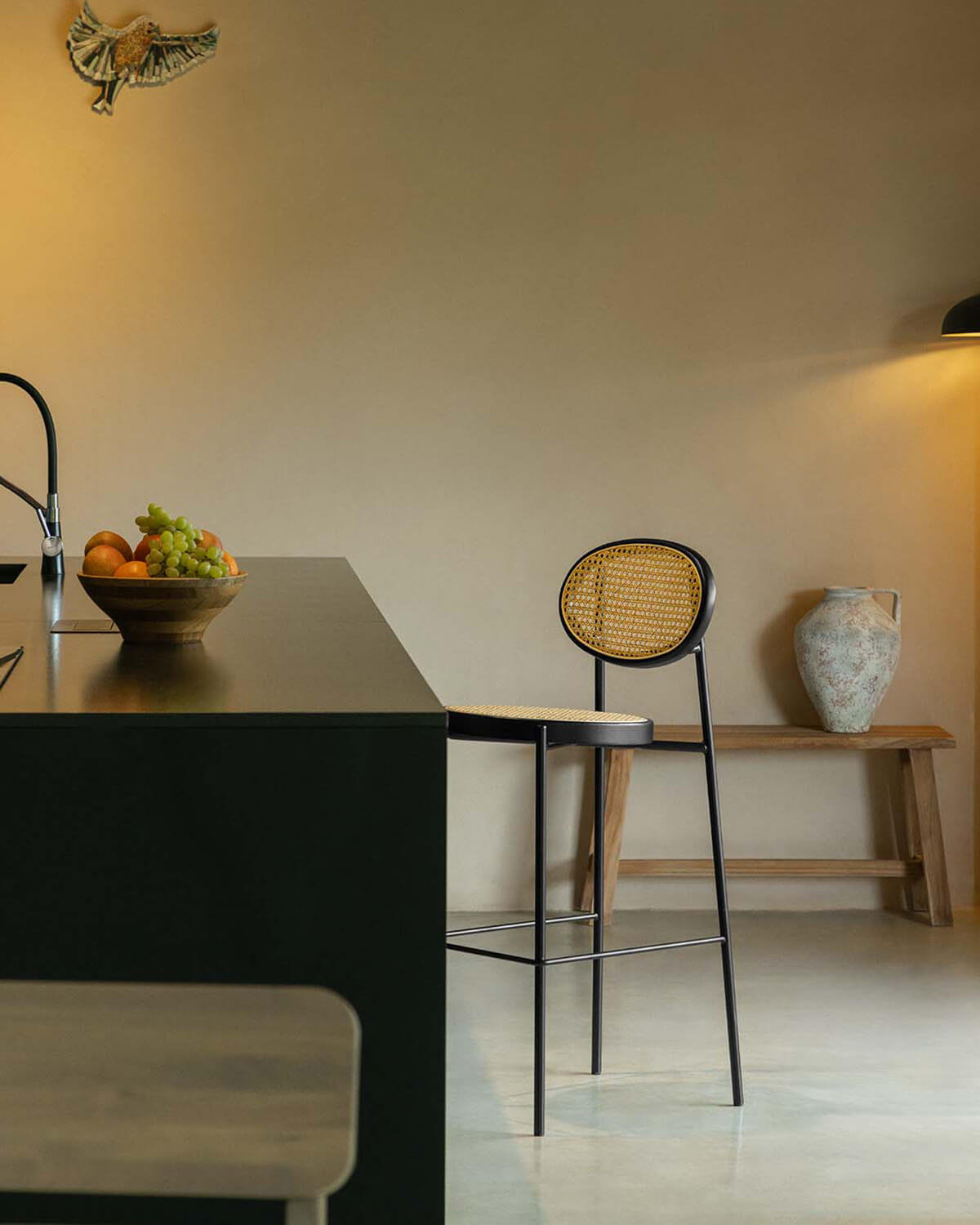 High Stool in Natural Rattan and Metal (75 cm) Vili , gallery image 2