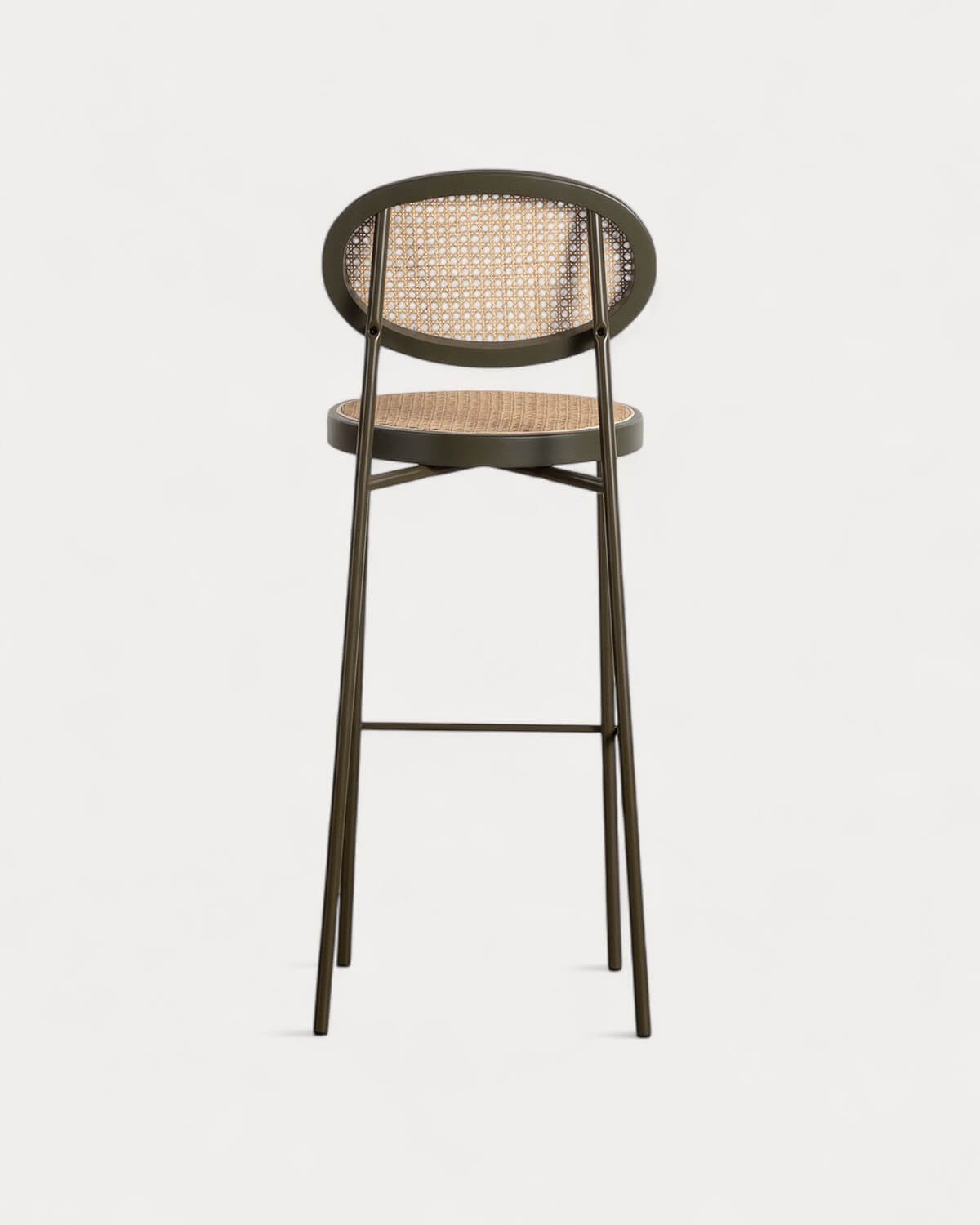 Pack 2 High Stools in Natural Rattan and Metal (75 cm) Vili, gallery image 5