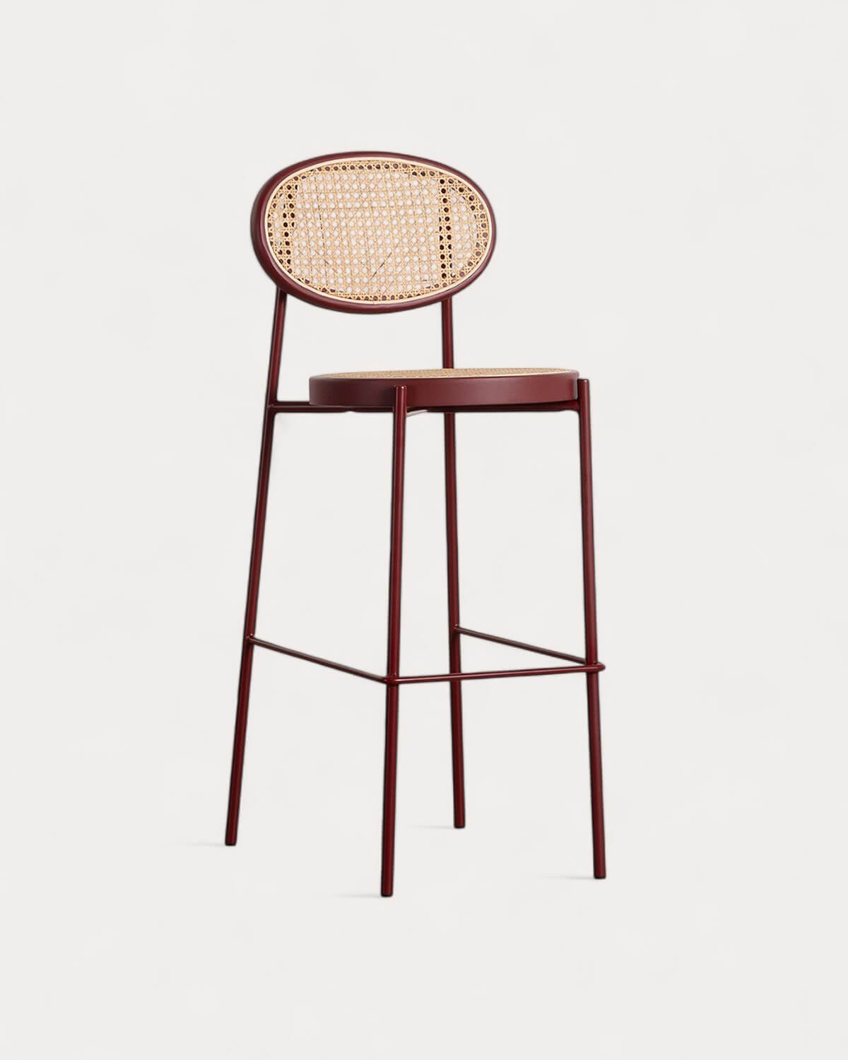 Pack 2 High Stools in Natural Rattan and Metal (75 cm) Vili, gallery image 1