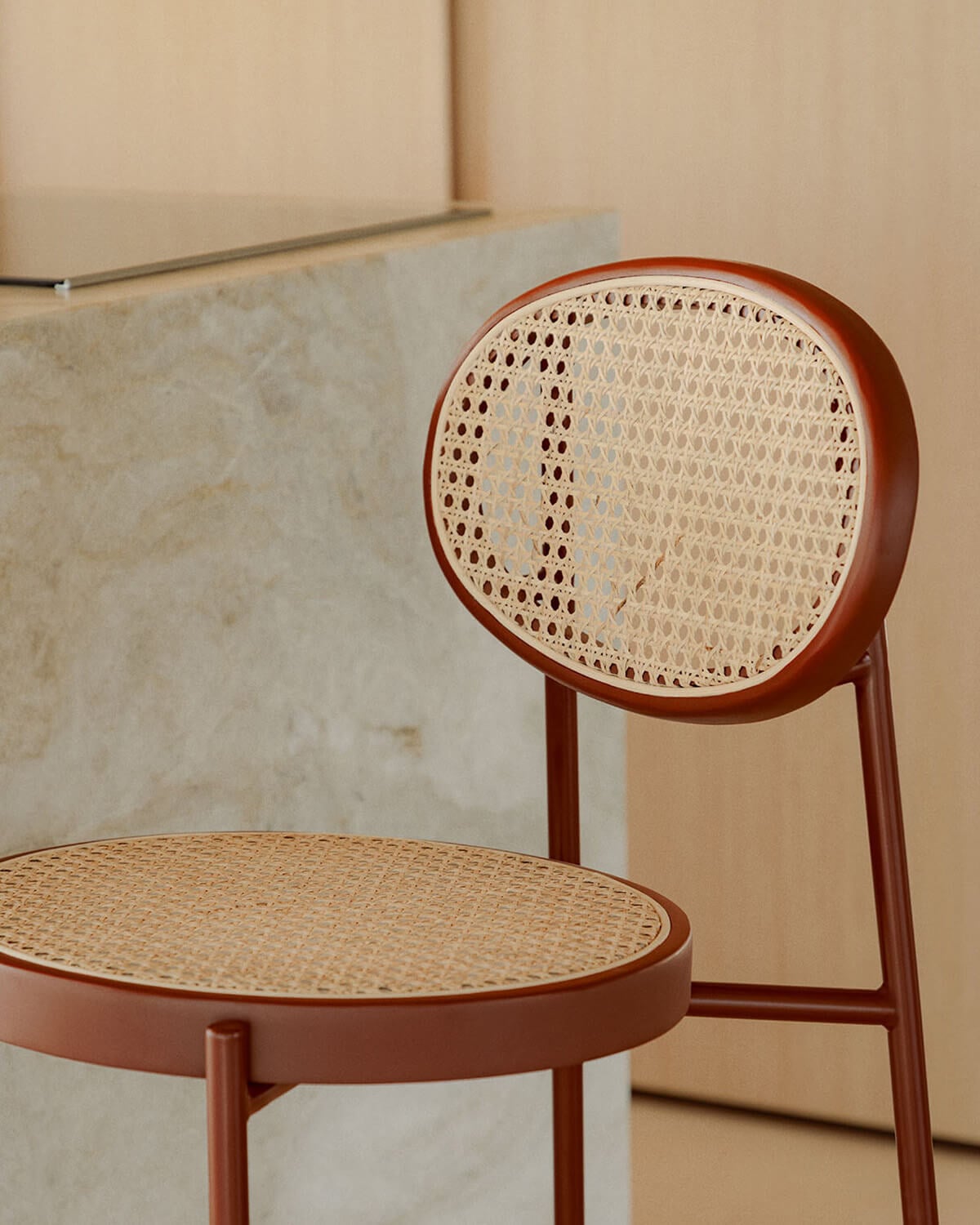 Pack 2 High Stools in Natural Rattan and Metal (75 cm) Vili, gallery image 3