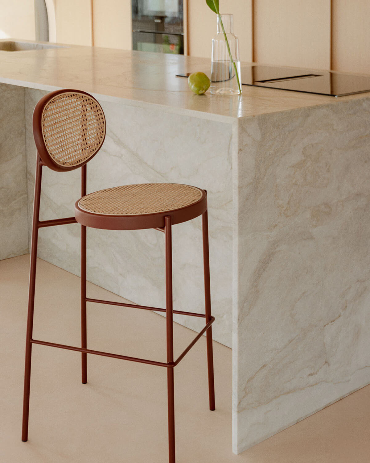 Pack 2 High Stools in Natural Rattan and Metal (75 cm) Vili, gallery image 2