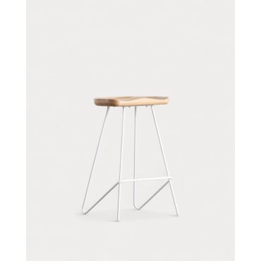 High Wood and Metal Stool (67.5 cm) Roses Matt white - The Masie