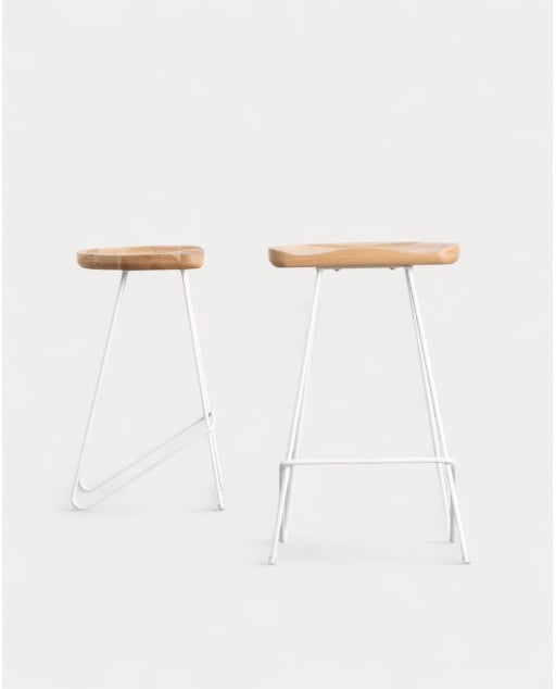 Pack of 2 Wooden and Metal High Stools (67,5 cm) Roses