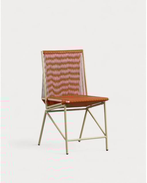 Synthetic Rattan and Metal Dining Chair Amur Colors - Orange Terra