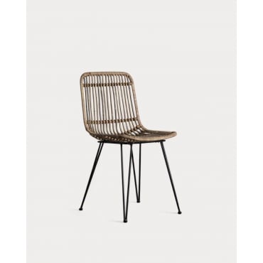 Pack 2 Natural Rattan Dining Chairs Nice Clear Rattan - The Masie