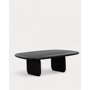Rectangular Coffee Table made of Pine Wood and Elm Wood (110x80 cm) Kuroen Black Wood - The Masie