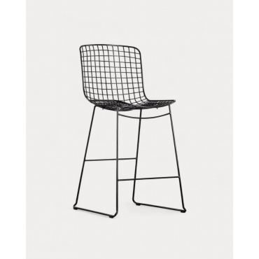 High Backrest High Steel Stool (66 cm) Aras Trend Black - The Masie
