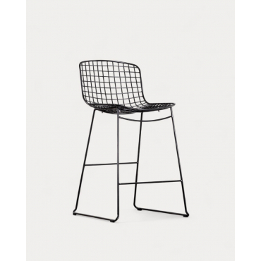 Low Backrest High Steel Stool (66 cm) Aras Trend Black - The Masie