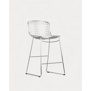 Pack 4 High Steel Stools (66 cm) Low Backrest Aras Trend Chrome - The Masie