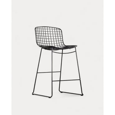 Pack 4 High Steel Stools (66 cm) Low Backrest Aras Trend Black - The Masie