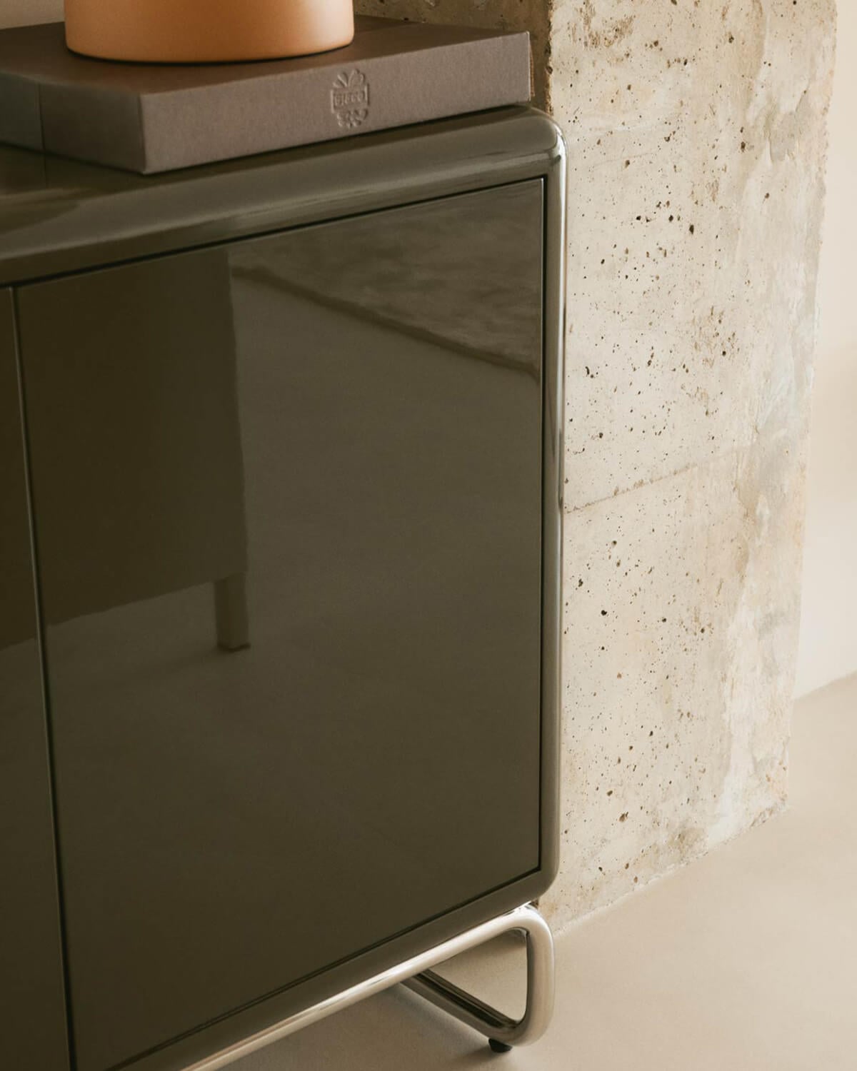 Low Sideboard with 2 Doors 100x40 cm Wooden and Metal Candela Colours, gallery image 3