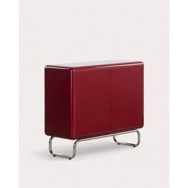 Low Sideboard with 2 Wooden and Metal Doors Candela Colours Red Tinto - The Masie
