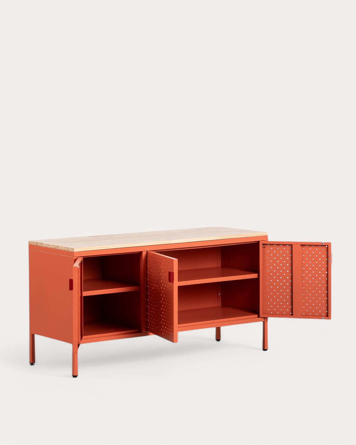 Low Sideboard 3 Doors 115x40 cm in Laminated Steel and Pine Wood Varys, gallery image 4