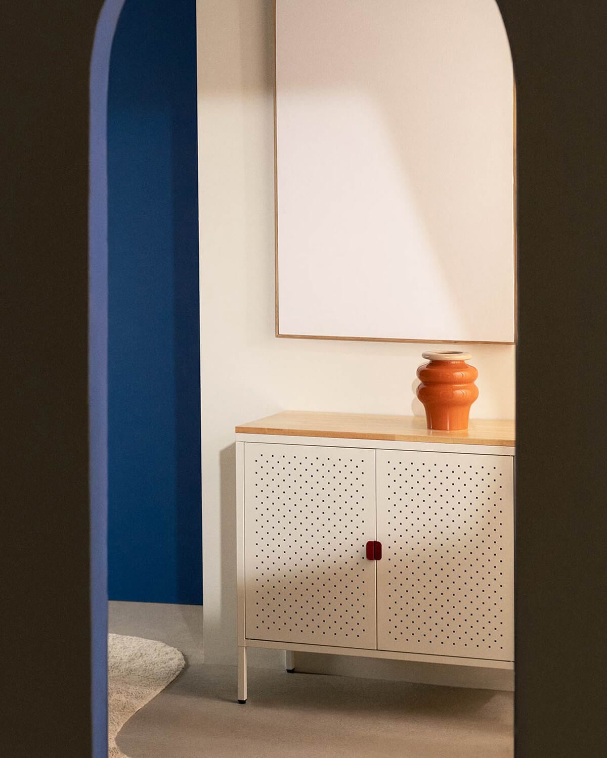 Low Sideboard 2 Doors 80x41 cm in Laminated Steel and Pine Wood Varys, gallery image 2