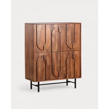 Mango Wood Bar Cabinet Lenan Dark Mango - The Masie