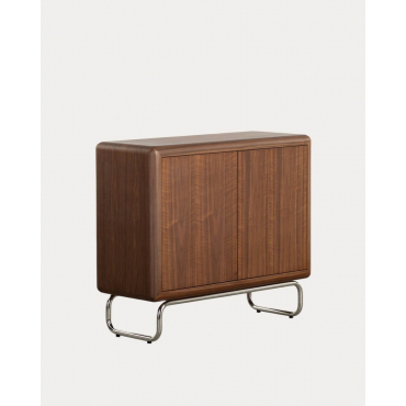Low Sideboard with 2 Doors 100x40 cm Wooden and Metal Candela Dark Wood - The Masie