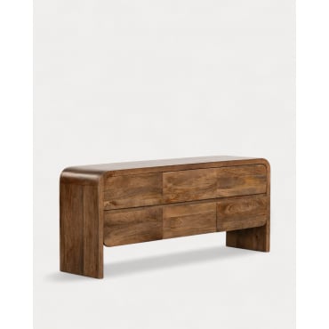 Low Sideboard with 6 Drawers in Vanile Mango Wood Dark Mango - The Masie