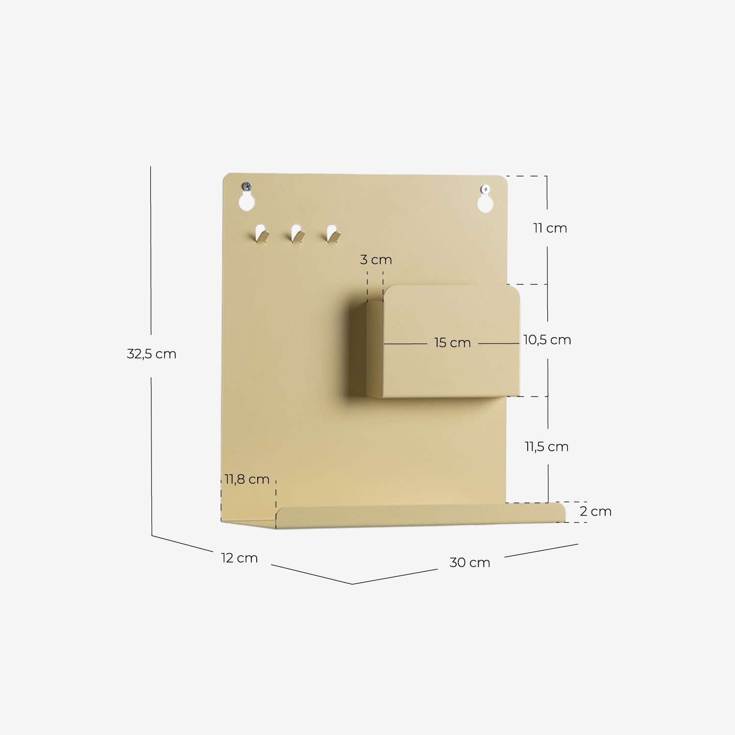 Wall Shelf Metal Izan, measurements