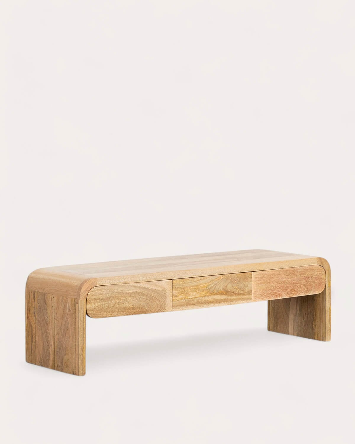 TV Stand with 3 Drawers 160x45 cm in Mango Wood Vanile, gallery image 1