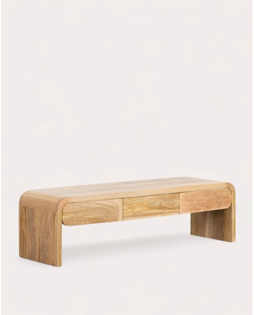 TV Stand with 3 Drawers in Vanile Mango Wood - Medium Mango