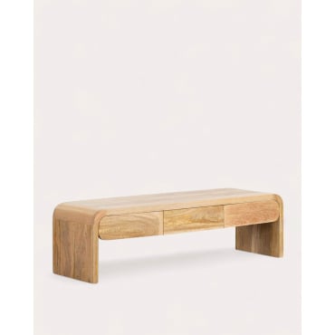 TV Stand with 3 Drawers 160x45 cm in Mango Wood Vanile Medium-Sized Mango Wood - The Masie