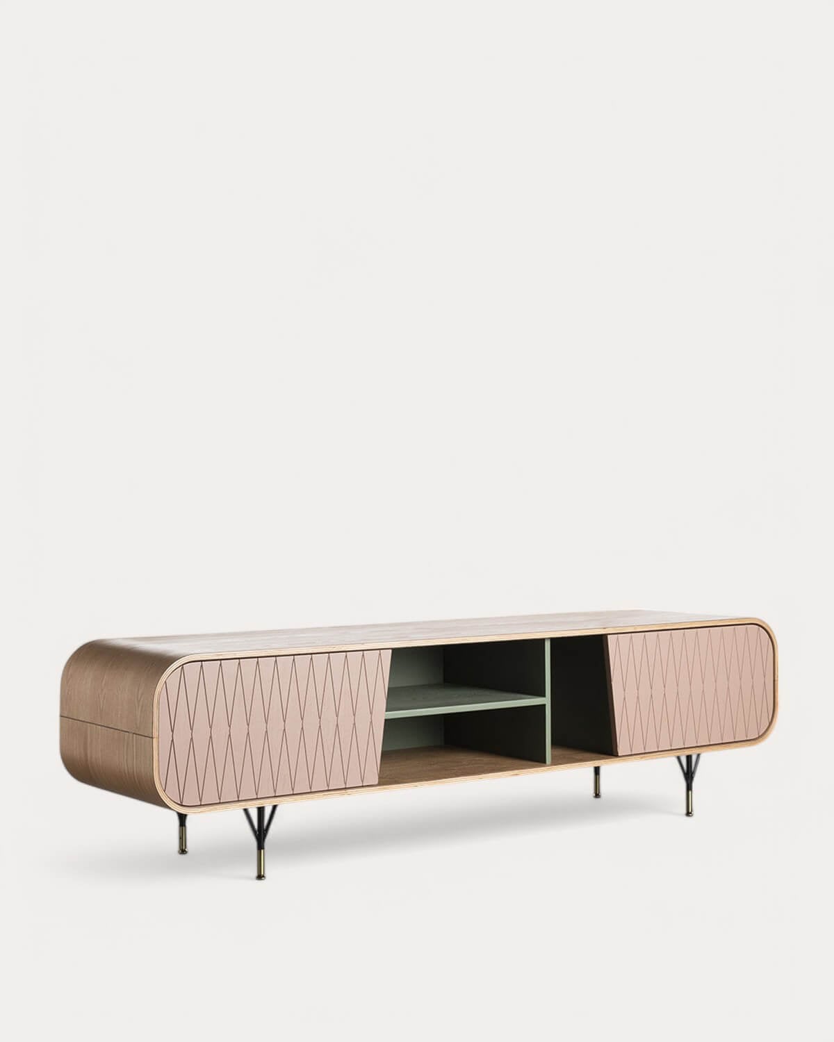 Wooden TV Stand 2 Doors 180x45 cm Amer, gallery image 1