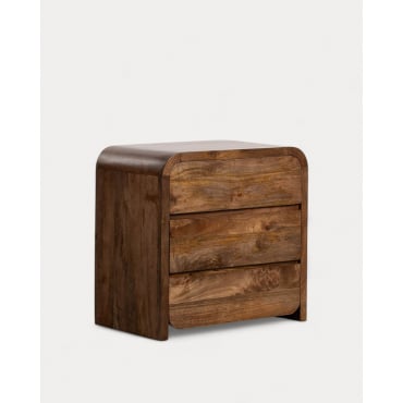 Chest of Drawers with 3 Drawers 80x50 cm Made of Mango Wood Vanile Dark Mango Wood - The Masie