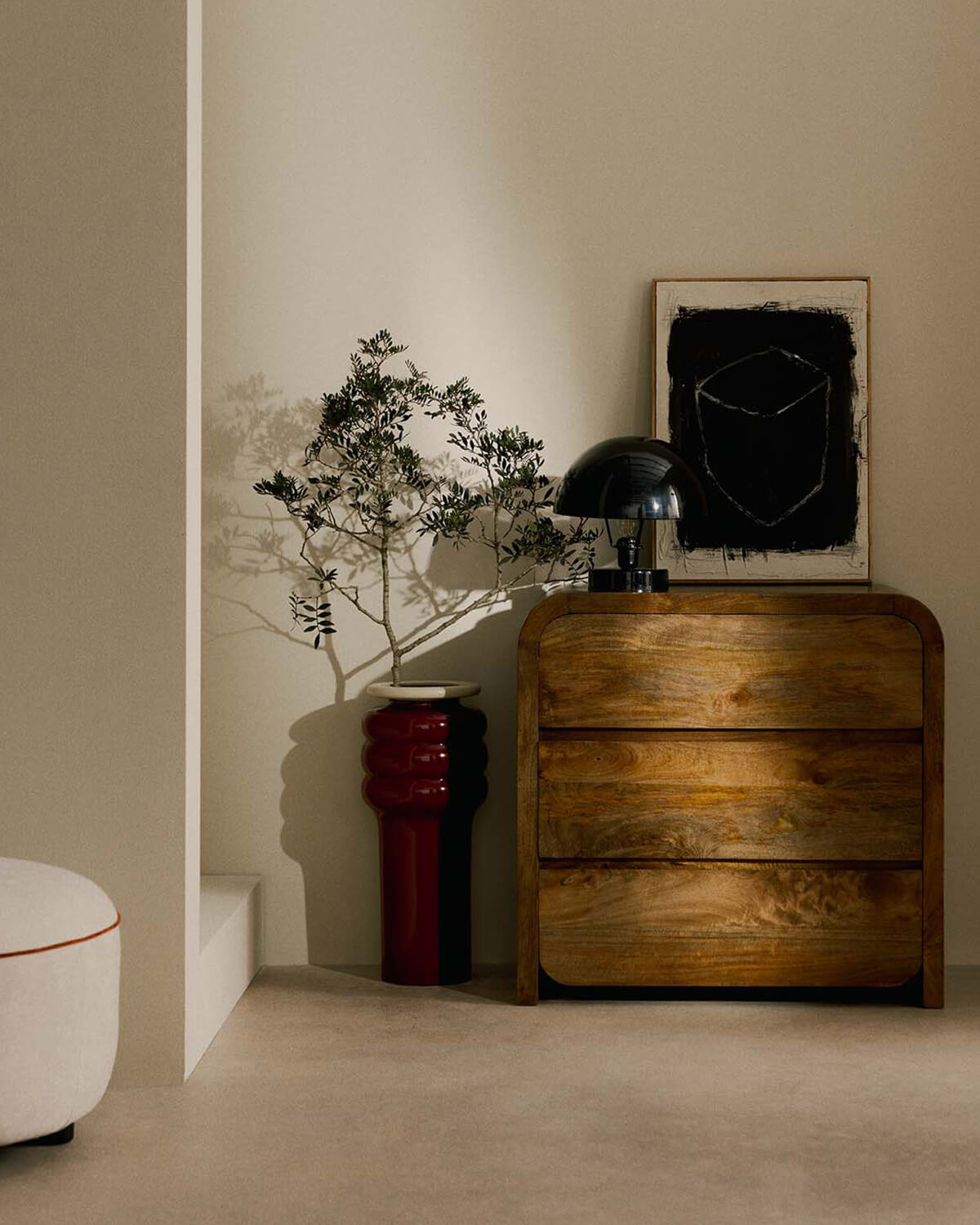 Chest of Drawers with 3 Drawers Made of Vanile Mango Wood, gallery image 2