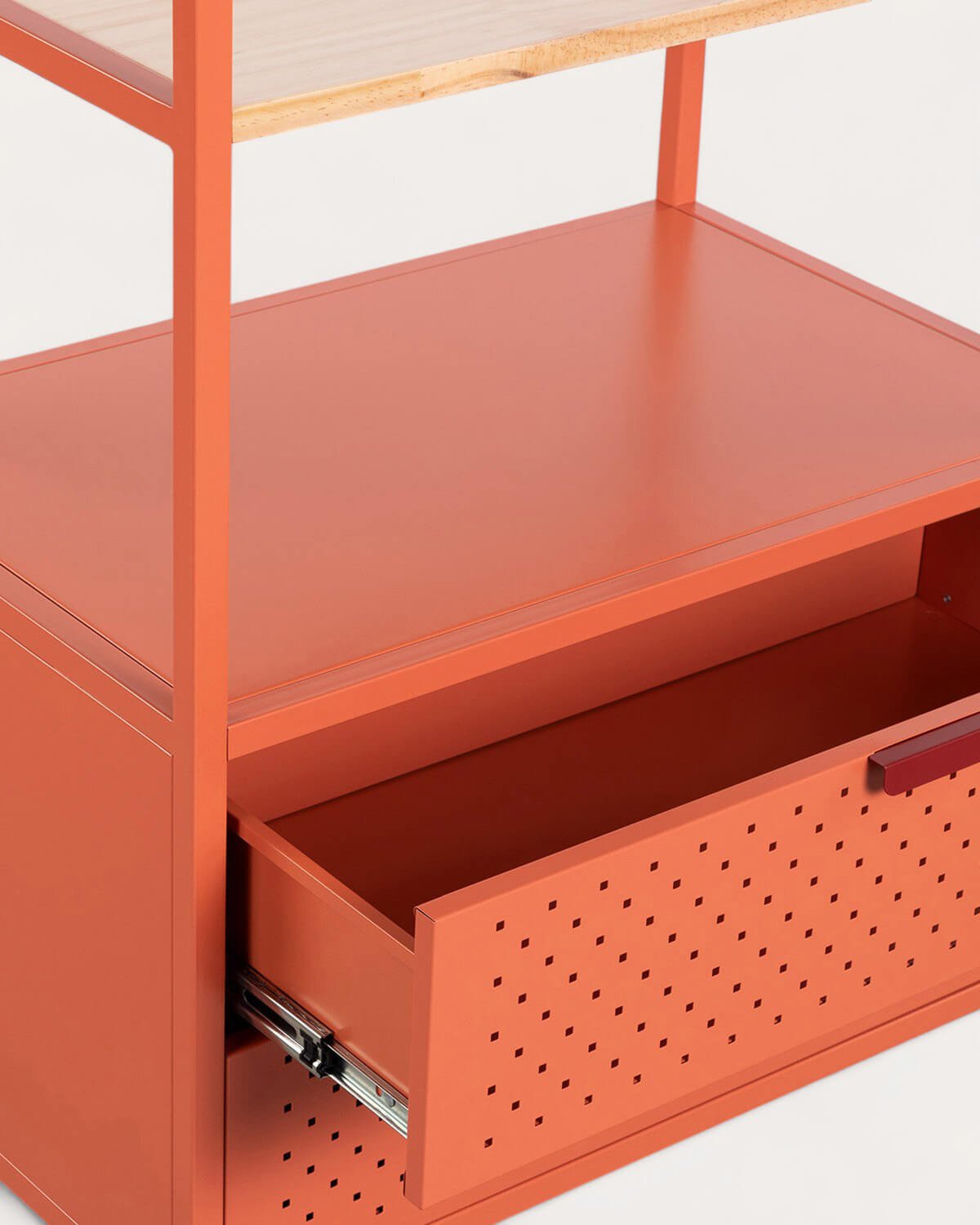 Standing Coat Rack with Shelf and Two Drawers in Laminated Steel and Pine Wood (180x70 cm) Varys, gallery image 6