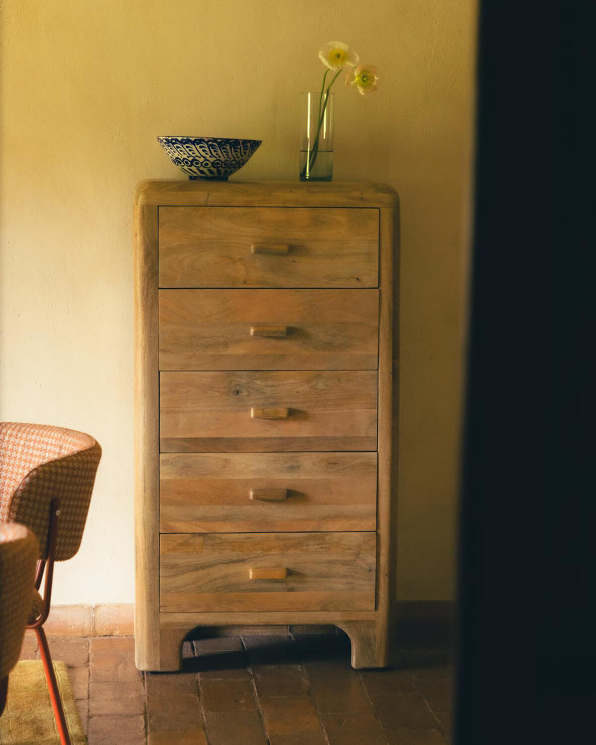 Mango Wood 5 Drawer Chest of Drawers Reichel, gallery image 2