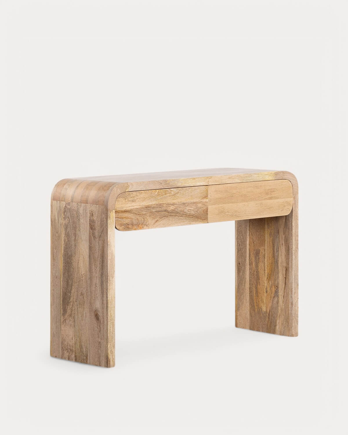 Rectangular hallway console table with 2 drawers 120x40 cm in mango wood Vanile, gallery image 1
