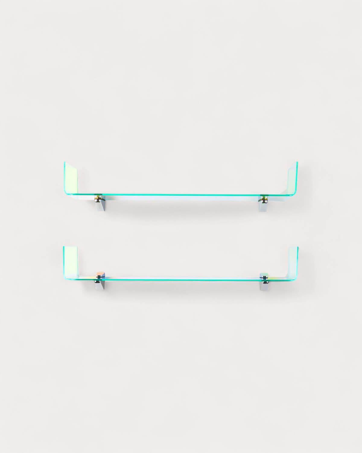 The Set of 2 Curved Glass Wall Shelves Iris , gallery image 1