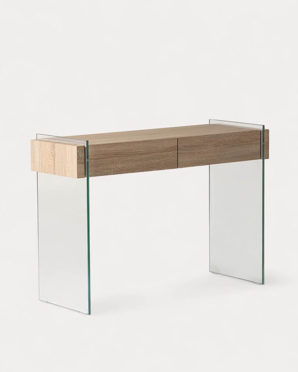 Galad Console in Wood and (110x40 cm) Glass, gallery image 1