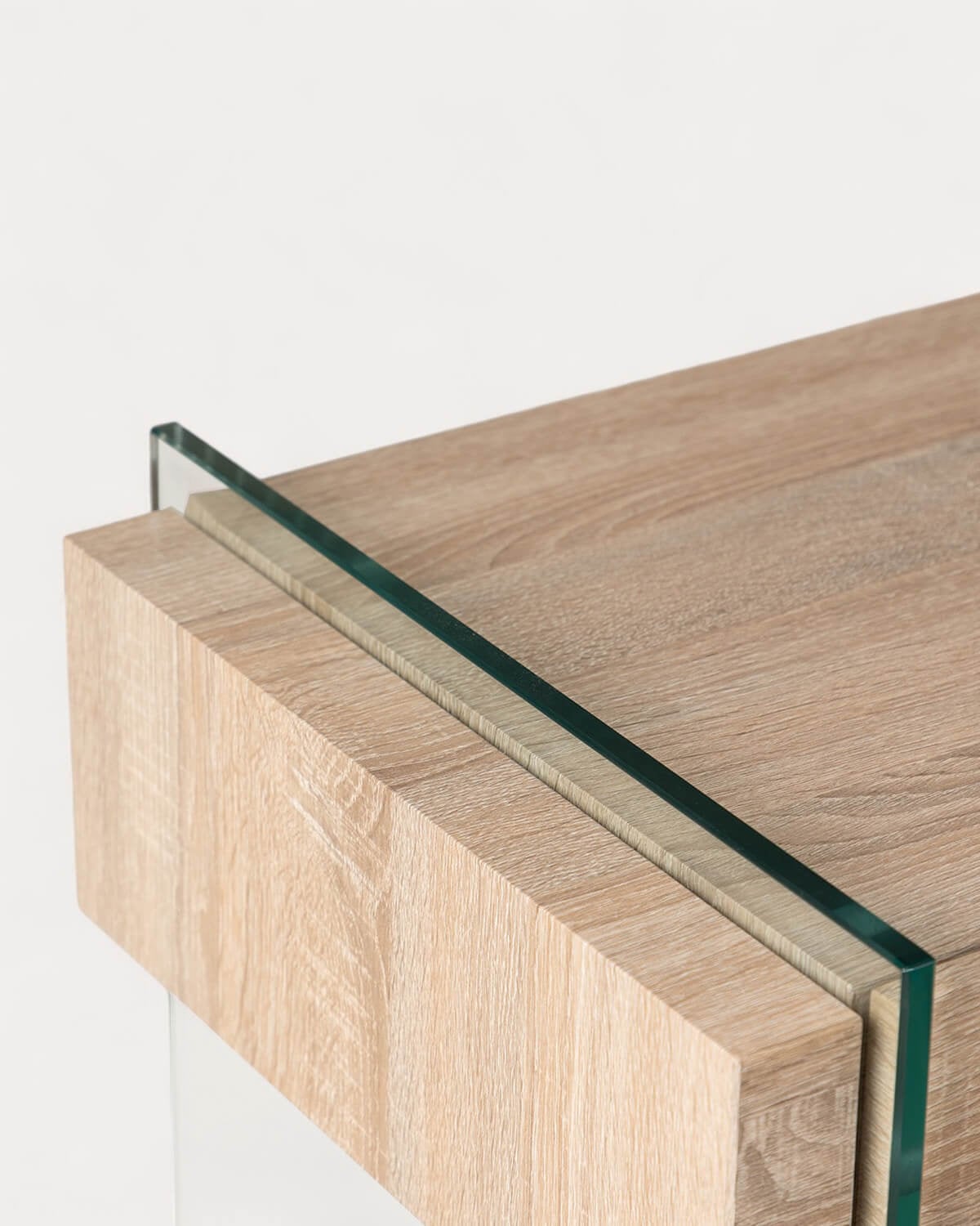 Rectangular hallway console table with 2 drawers 110x40 cm in wood and glass Galad, gallery image 7