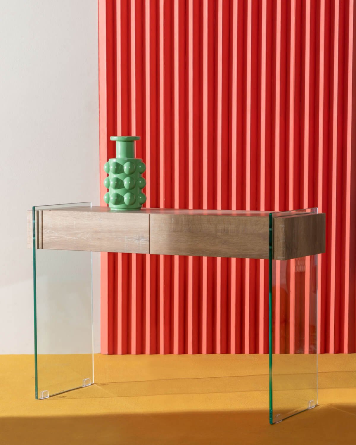 Galad Console in Wood and (110x40 cm) Glass, gallery image 2