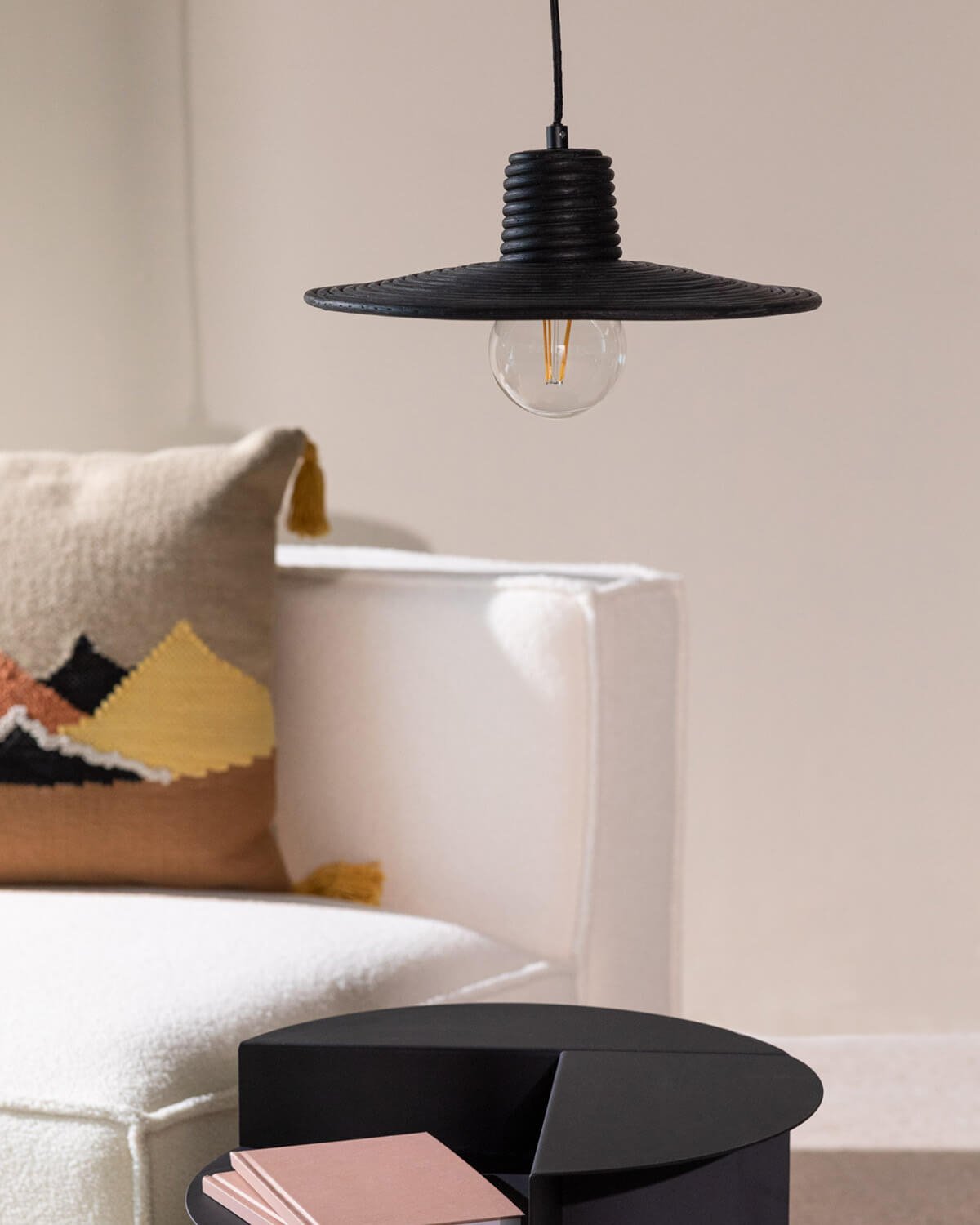 Metal and Rattan Ceiling Light (Ø46 cm) Molly, gallery image 2