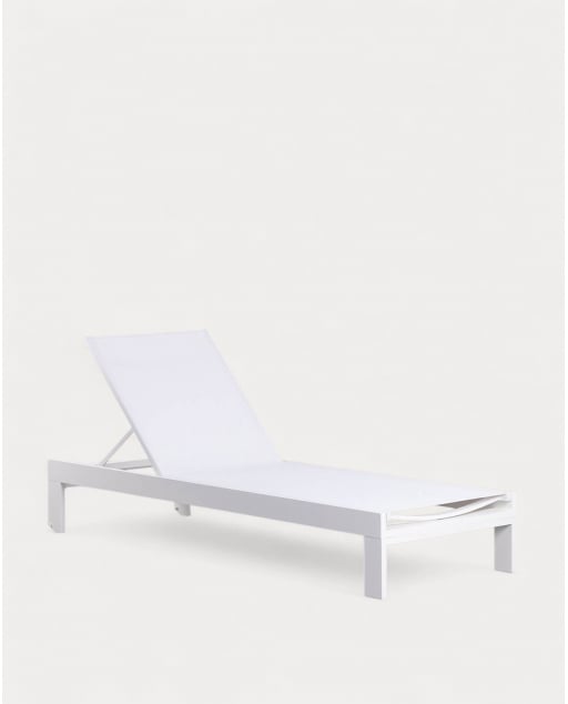 Aluminium and Fabric Reclining Sun Lounger New Kreta - White Polar