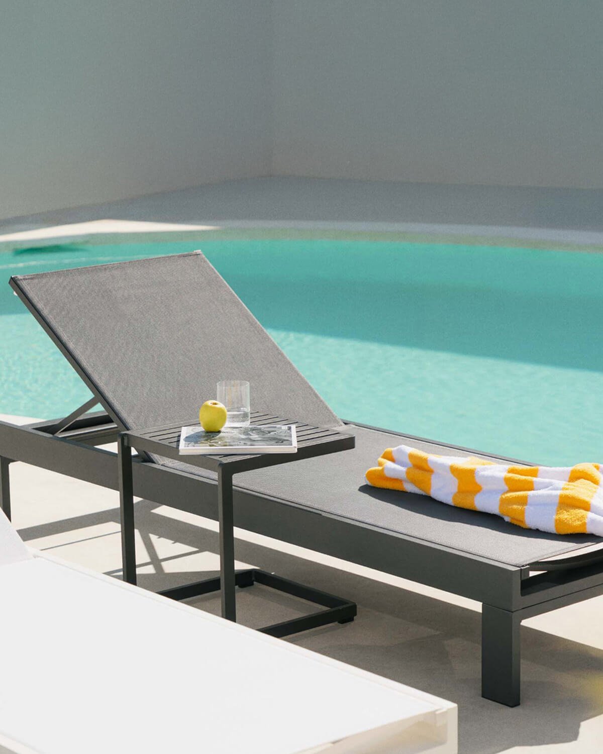 Aluminium and Fabric Reclining Sun Lounger New Kreta, gallery image 2