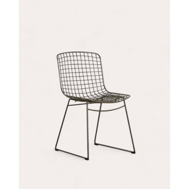 Aras Fresh High Back Metal Dining Chair Green Nori & Without a Cushion - The Masie