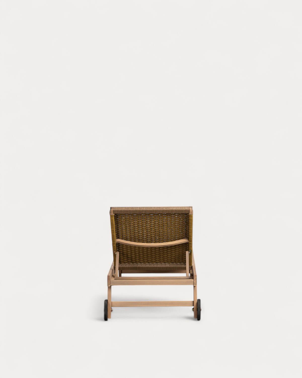 Mirle Acacia Wood and Rope Wheeled Lounger, gallery image 5